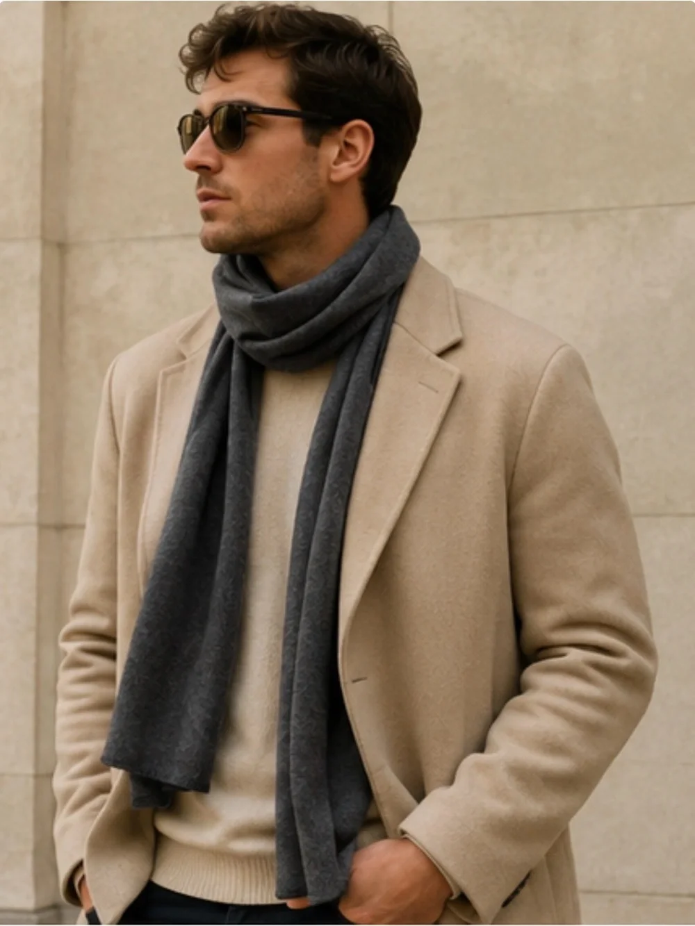 Eureka 100% Cashmere Scarf Unisex Charcoal Gray One Size 76”